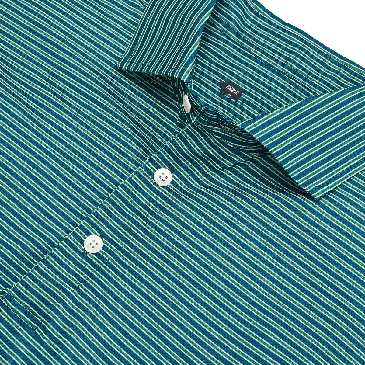 Onward Reserve Trophy Stripe Performance Pique Polo - Blue Wing Teal