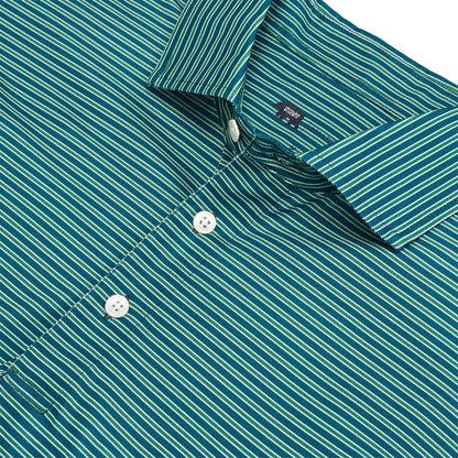 Onward Reserve Trophy Stripe Performance Pique Polo - Blue Wing Teal