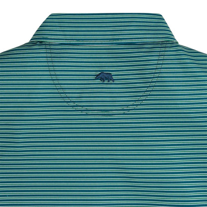 Onward Reserve Trophy Stripe Performance Pique Polo - Blue Wing Teal