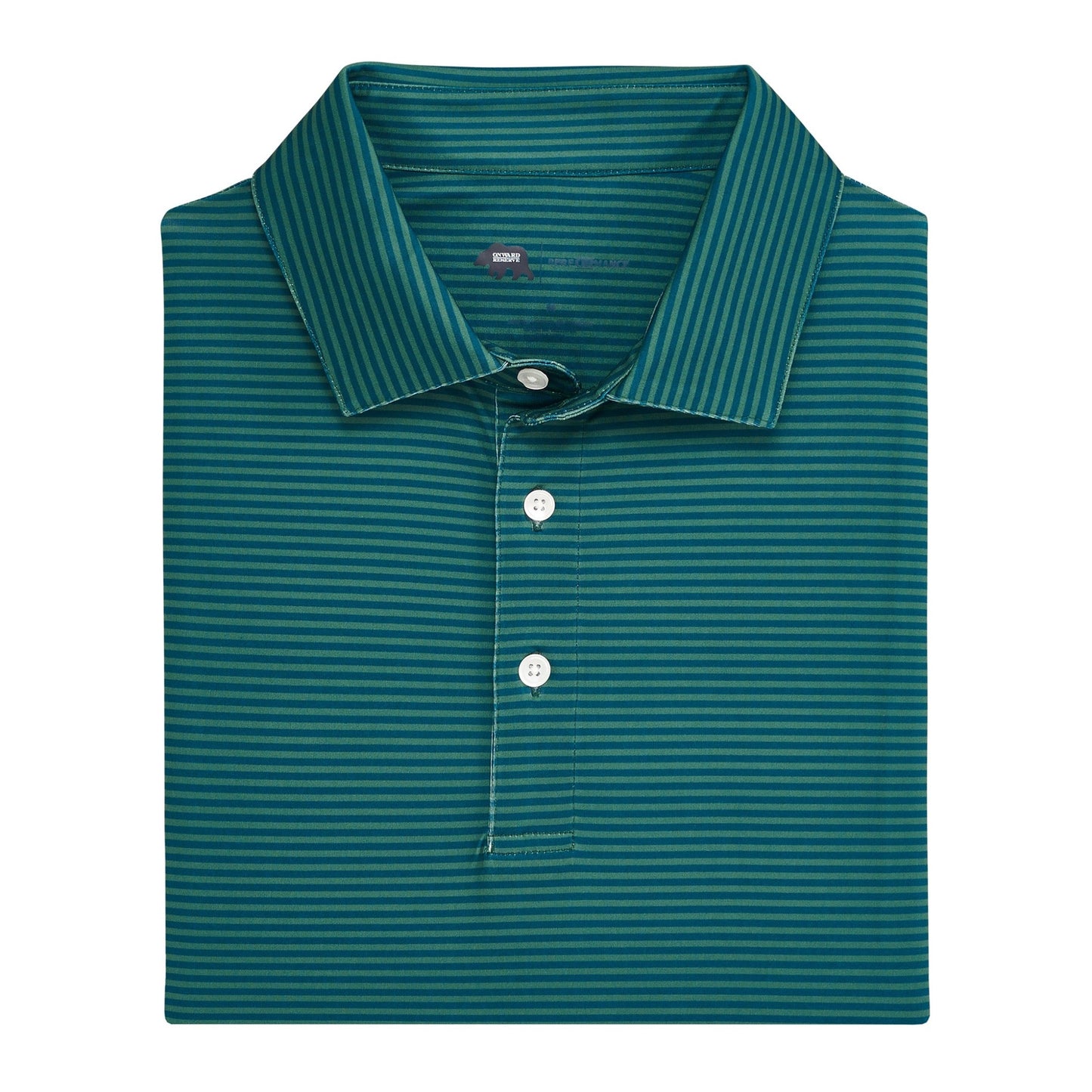 Onward Reserve Echo Stripe Performance Polo - Blue Wing Teal