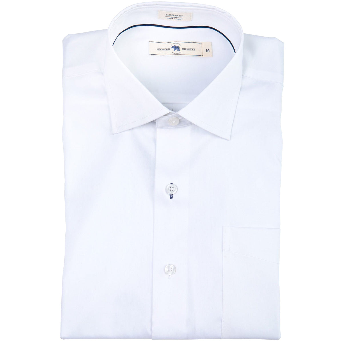Onward Reserve White Tailored Fit Spread Quad Shirt - White