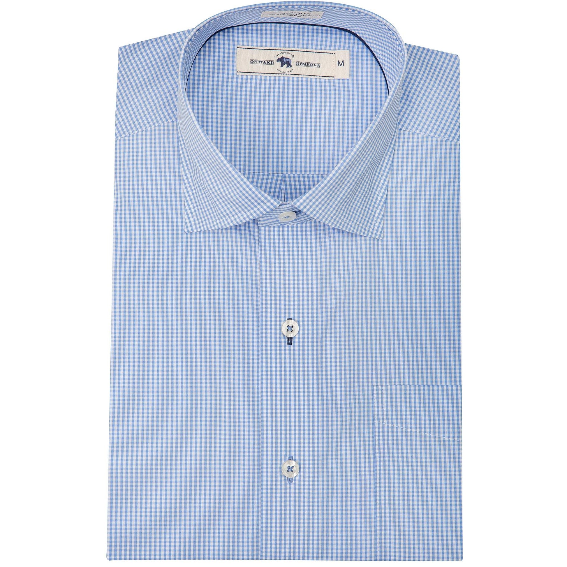 Onward Reserve Gingham Tailored Fit Spread Quad Button Down