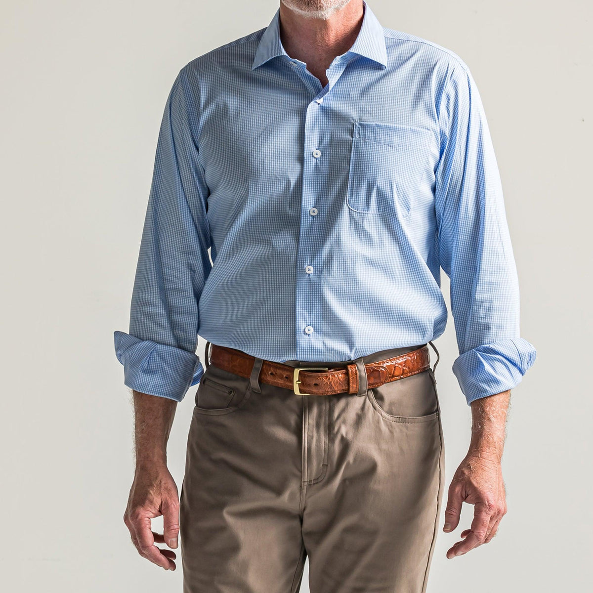 Onward Reserve Gingham Tailored Fit Spread Quad Button Down