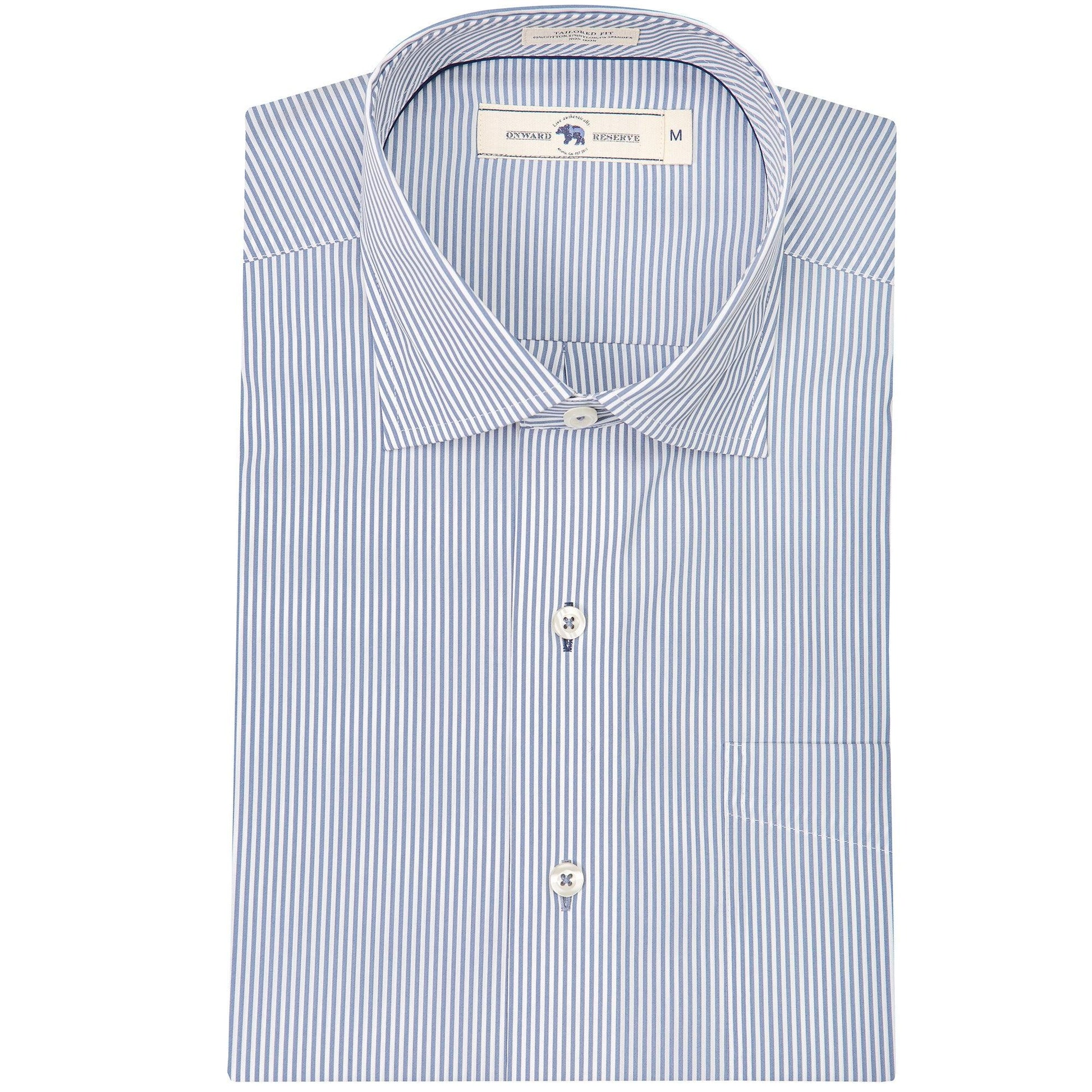 Onward Reserve True Navy/White Stripe Tailored Fit Spread Collar Shirt