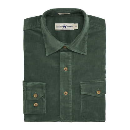 Onward Reserve Stretch Cord Half Button Shirt - Dark Forest