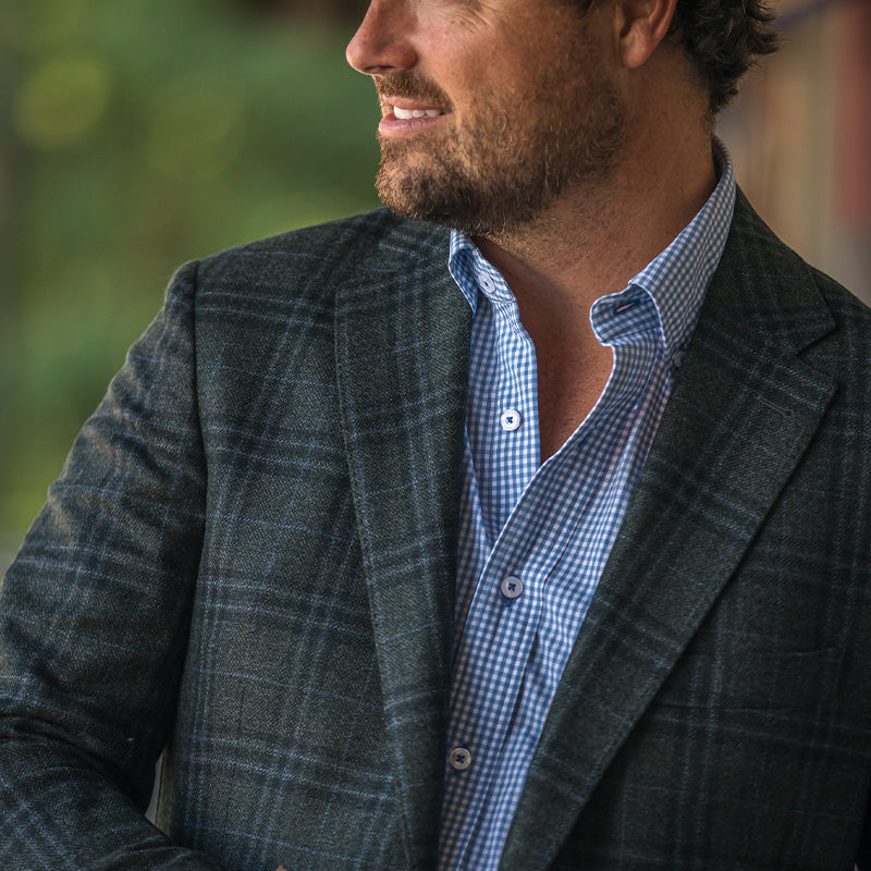 Onward Reserve Loro Piana Deep Grass Plaid Sport Coat