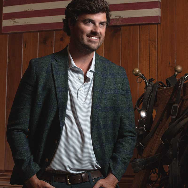 Onward Reserve Vitale Barberis Pine/True Navy Plaid Sport Coat - Smoke Pine