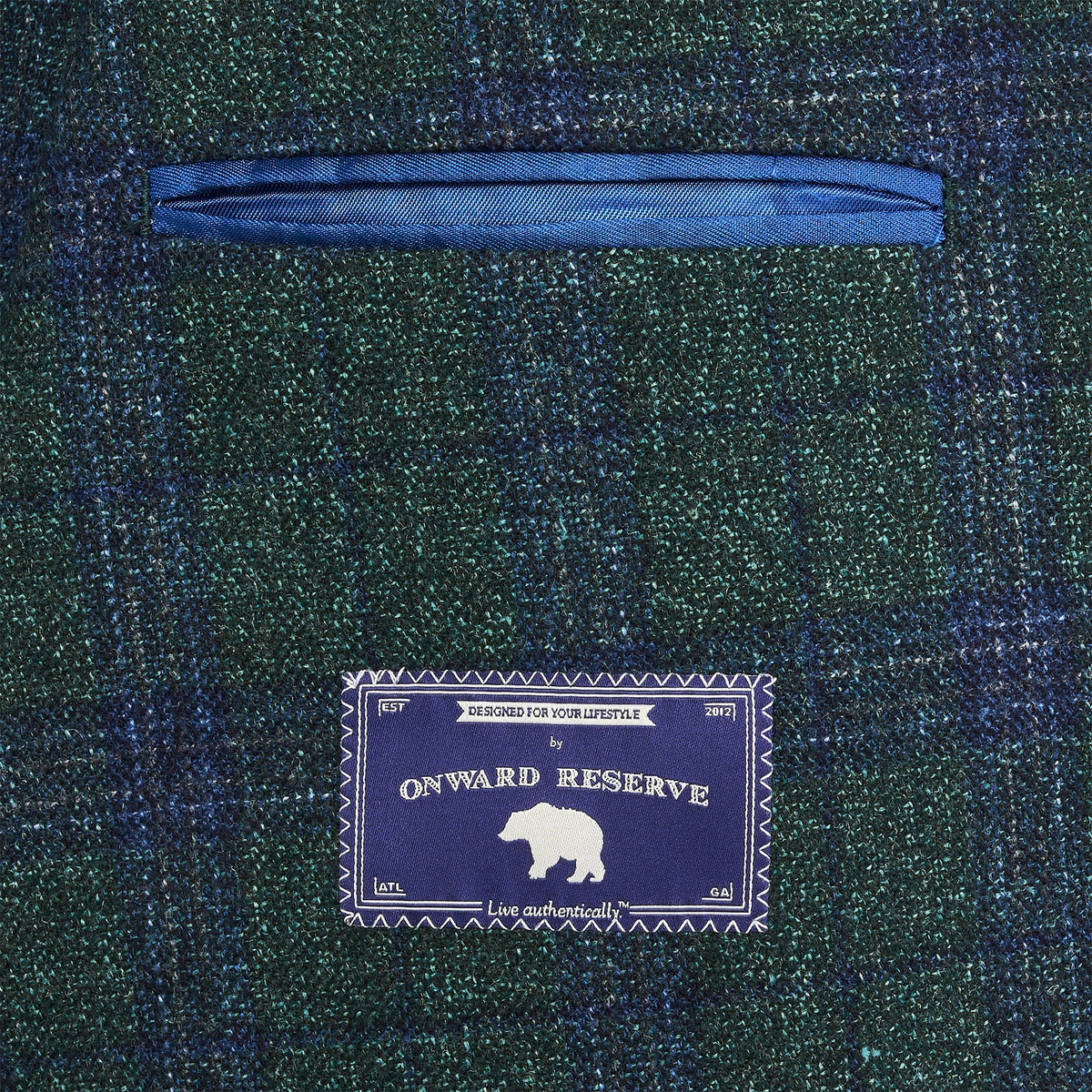 Onward Reserve Vitale Barberis Pine/True Navy Plaid Sport Coat - Smoke Pine