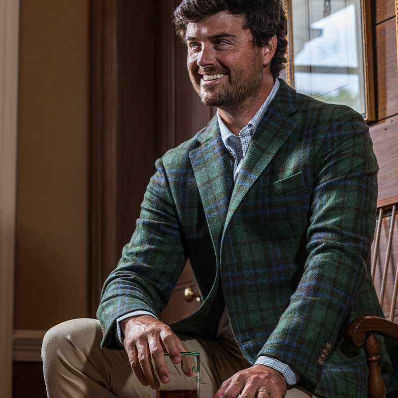 Onward Reserve Fox Brothers Forest/Marina Plaid Sport Coat