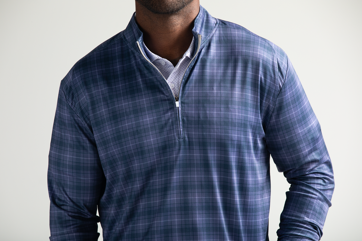 Onward Reserve Dutton Plaid Printed Flow Performance 1/4 Zip Pullover