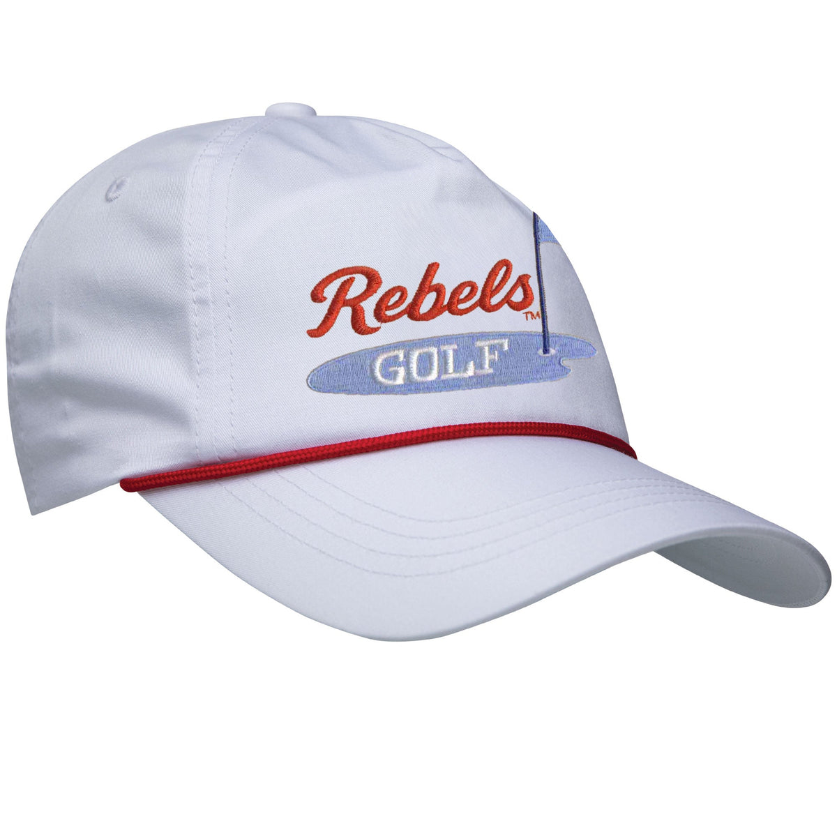 Onward Reserve Ole Miss Rebels Golf Rope Hat - White Hat/Red Rope
