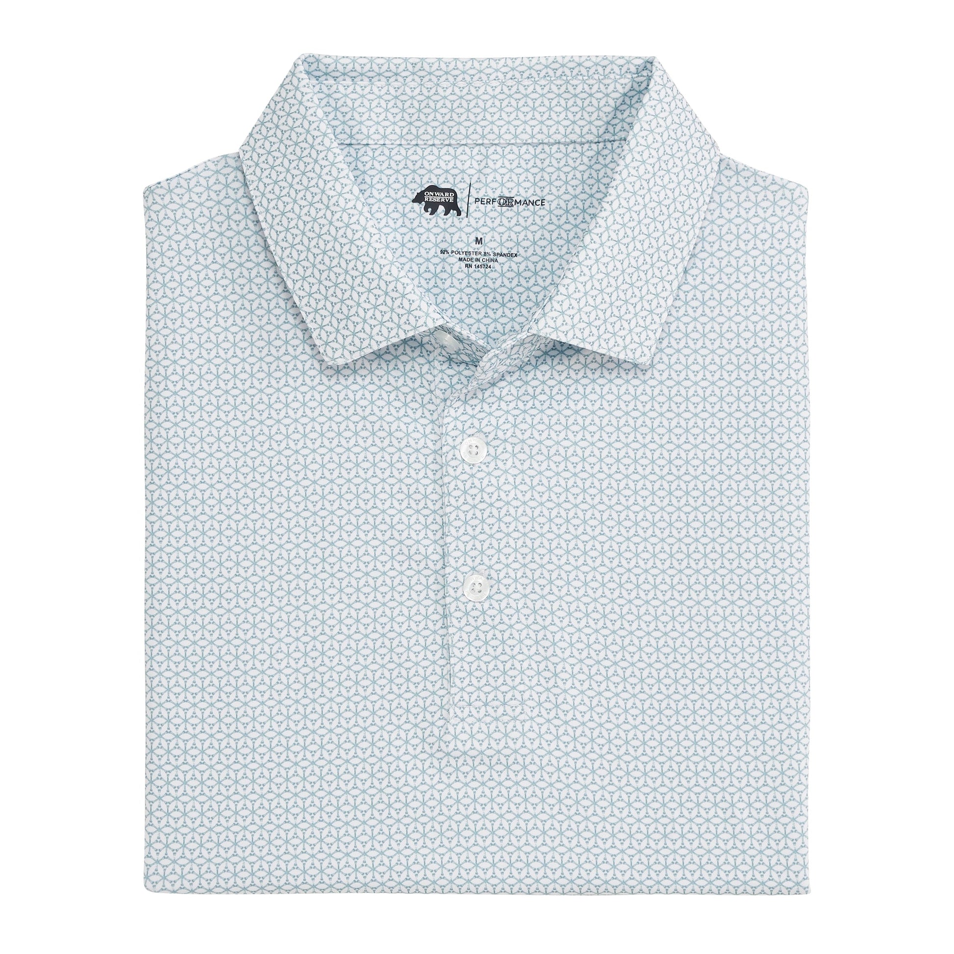 Onward Reserve Out of Office Printed Performance Polo - Mallard Green