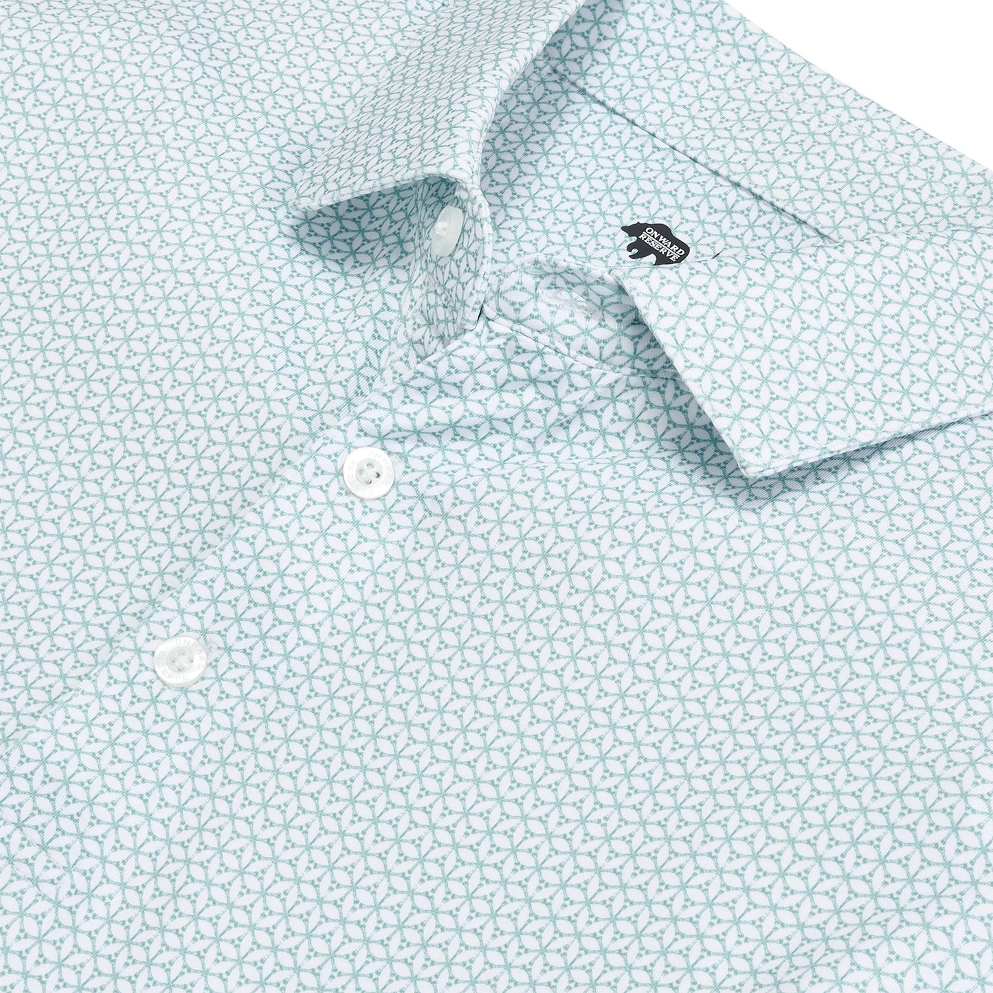 Onward Reserve Out of Office Printed Performance Polo - Mallard Green