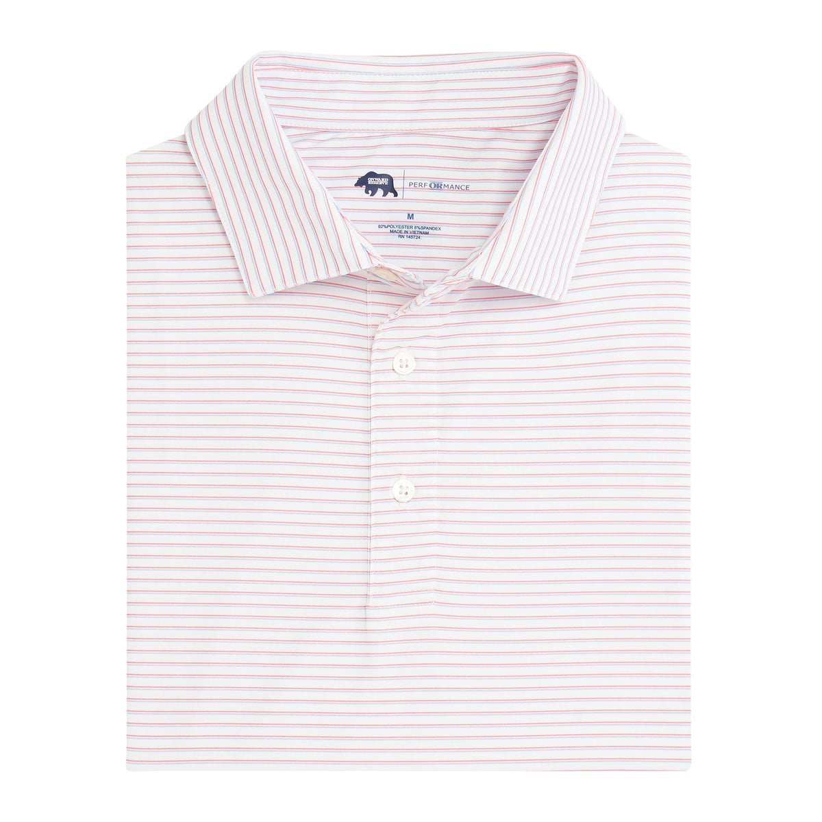 Onward Reserve Scout Stripe Performance Polo - Flamingo Plume