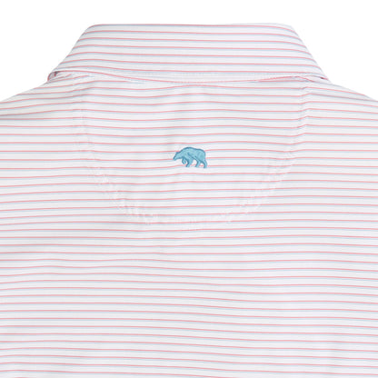 Onward Reserve Scout Stripe Performance Polo - Flamingo Plume