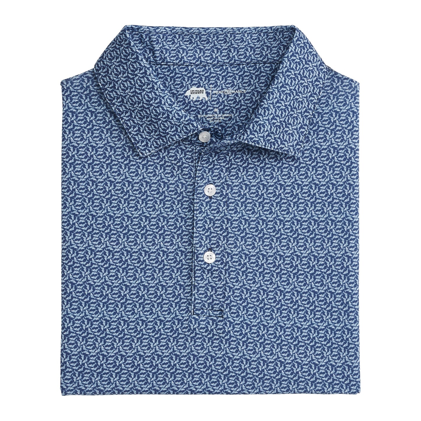 Onward Reserve Fins Printed Performance Polo - Naval Academy