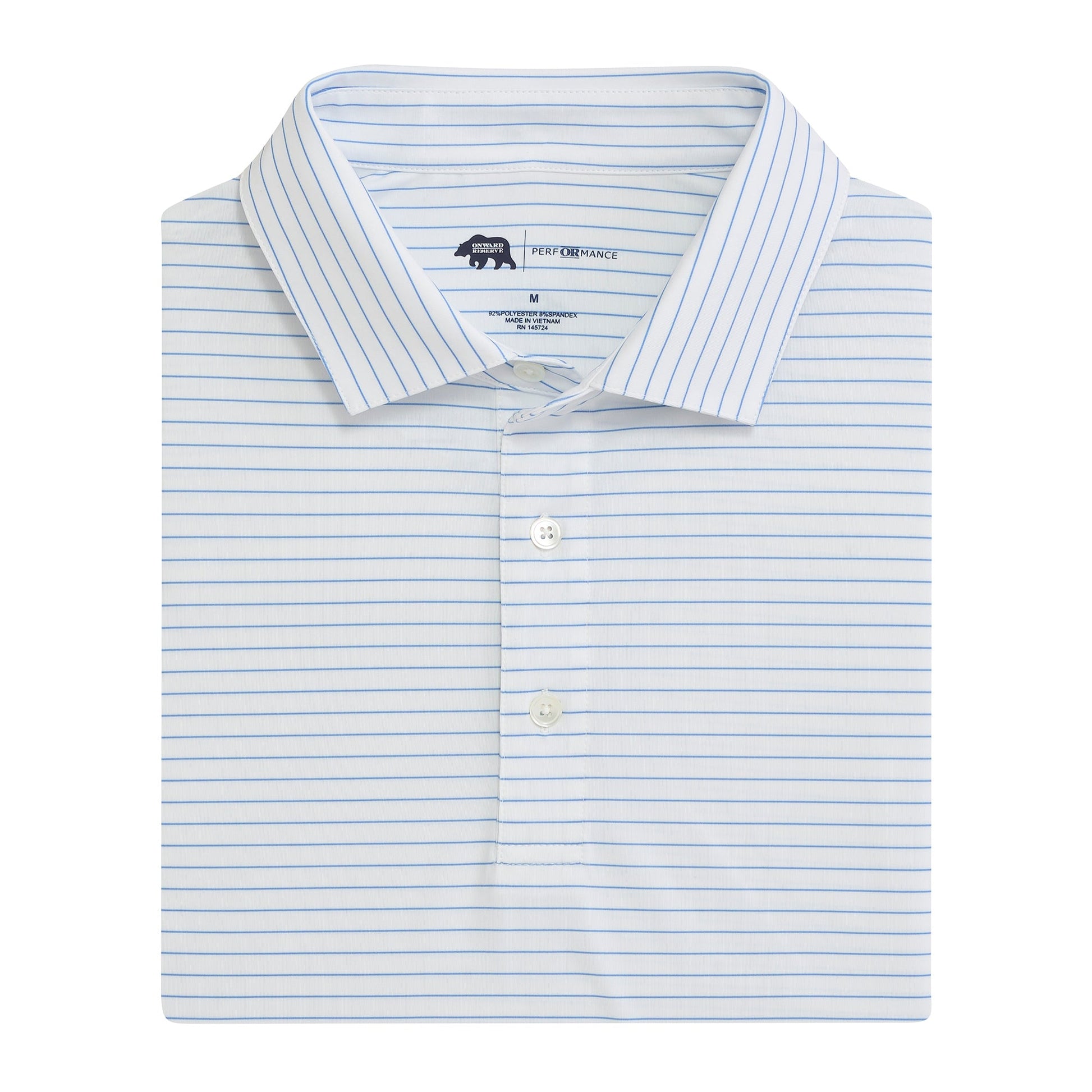 Onward Reserve Atlantic Stripe Performance Polo - Azurine
