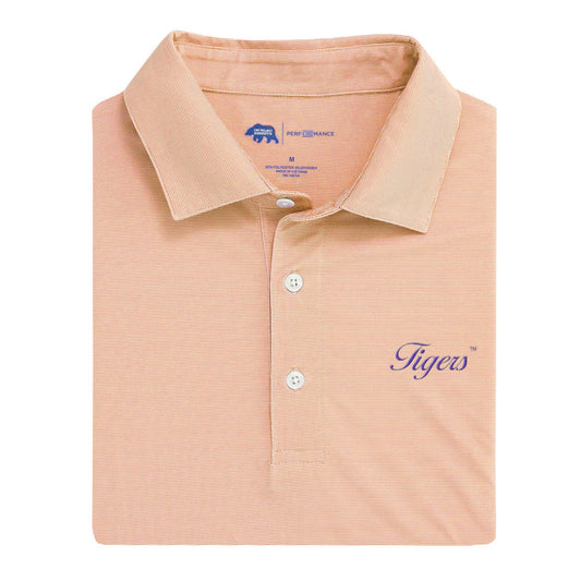 Onward Reserve Clemson Tigers Vintage Script Hairline Stripe Performance Polo