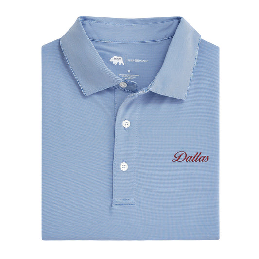 Onward Reserve SMU Dallas Vintage Script Hairline Stripe Performance Polo