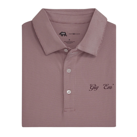 Onward Reserve Texas A&M Gig 'Em Vintage Script Hairline Stripe Performance Polo
