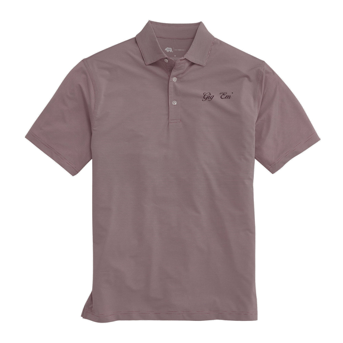 Onward Reserve Texas A&M Gig 'Em Vintage Script Hairline Stripe Performance Polo