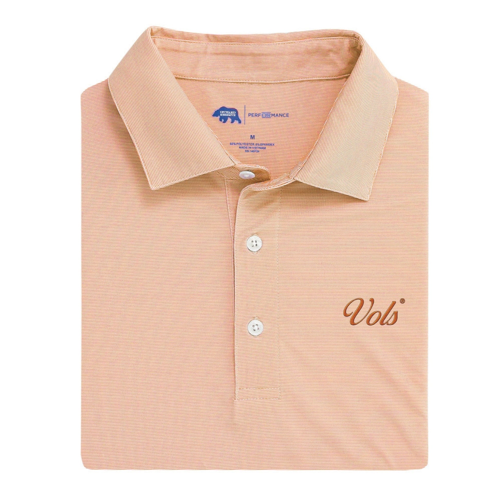 Onward Reserve Tennessee Vols Vintage Script Hairline Stripe Performance Polo