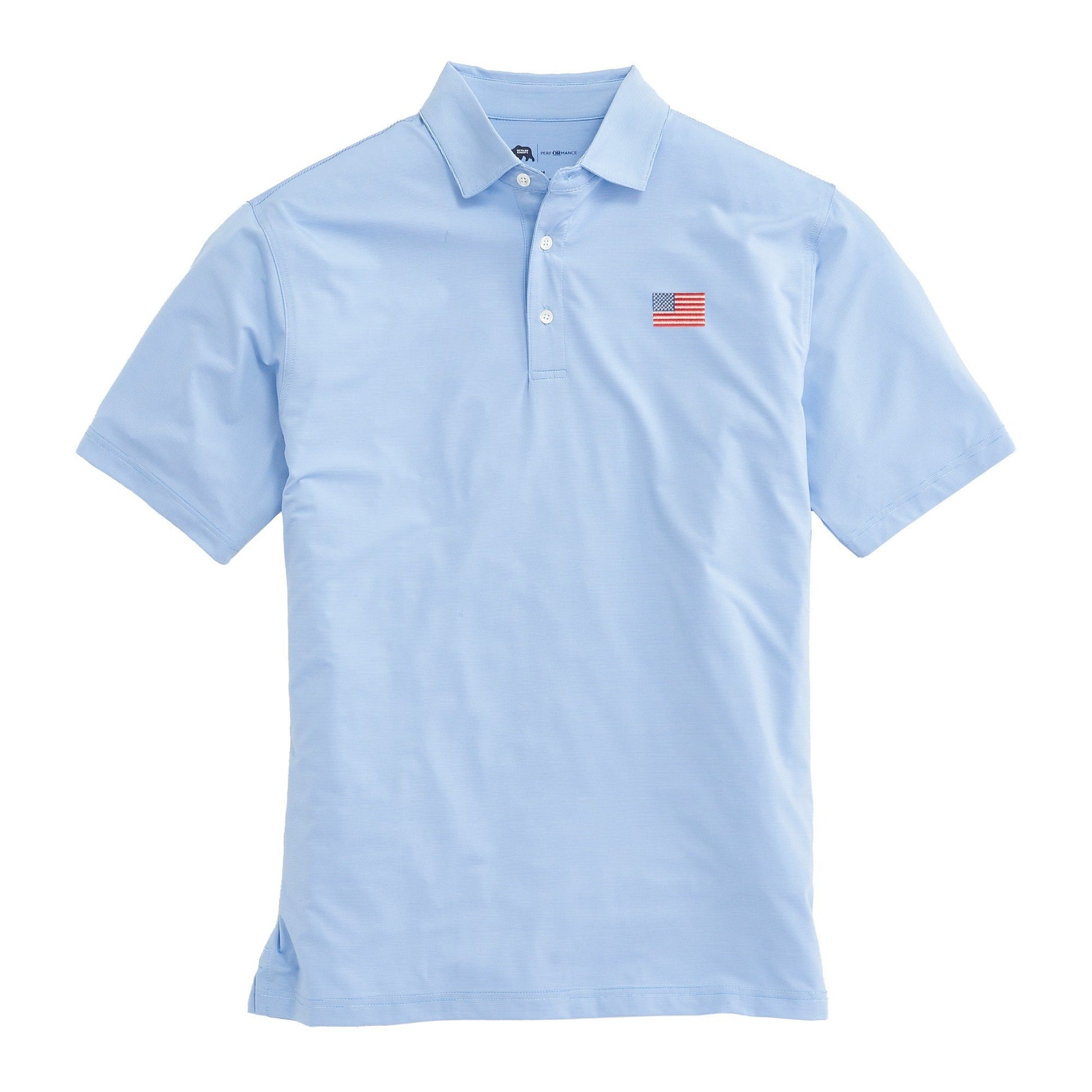 Onward Reserve Classic Flag Hairline Stripe Performance Polo - Sky