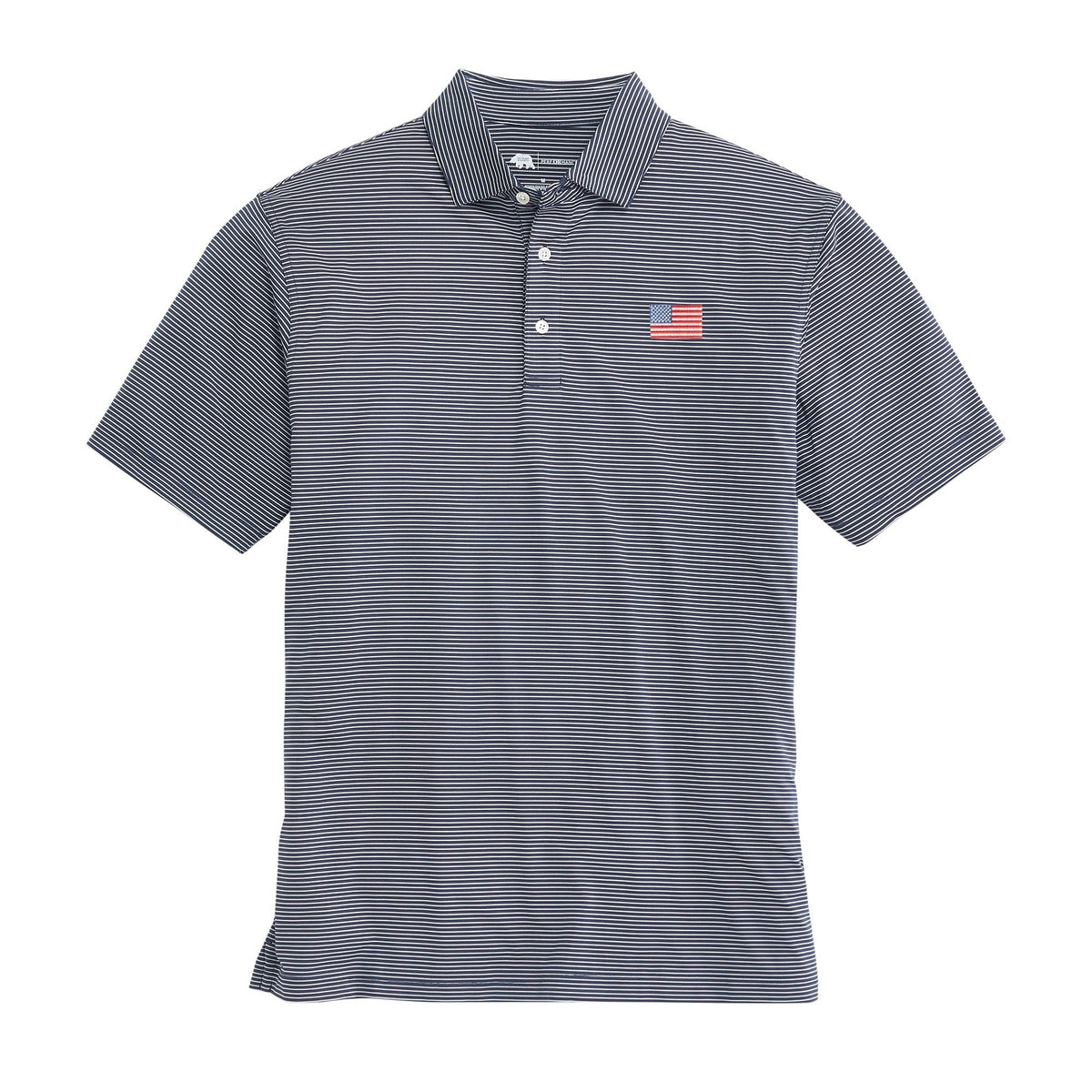 Onward Reserve Classic Flag Birdie Stripe Performance Polo - Dark Denim