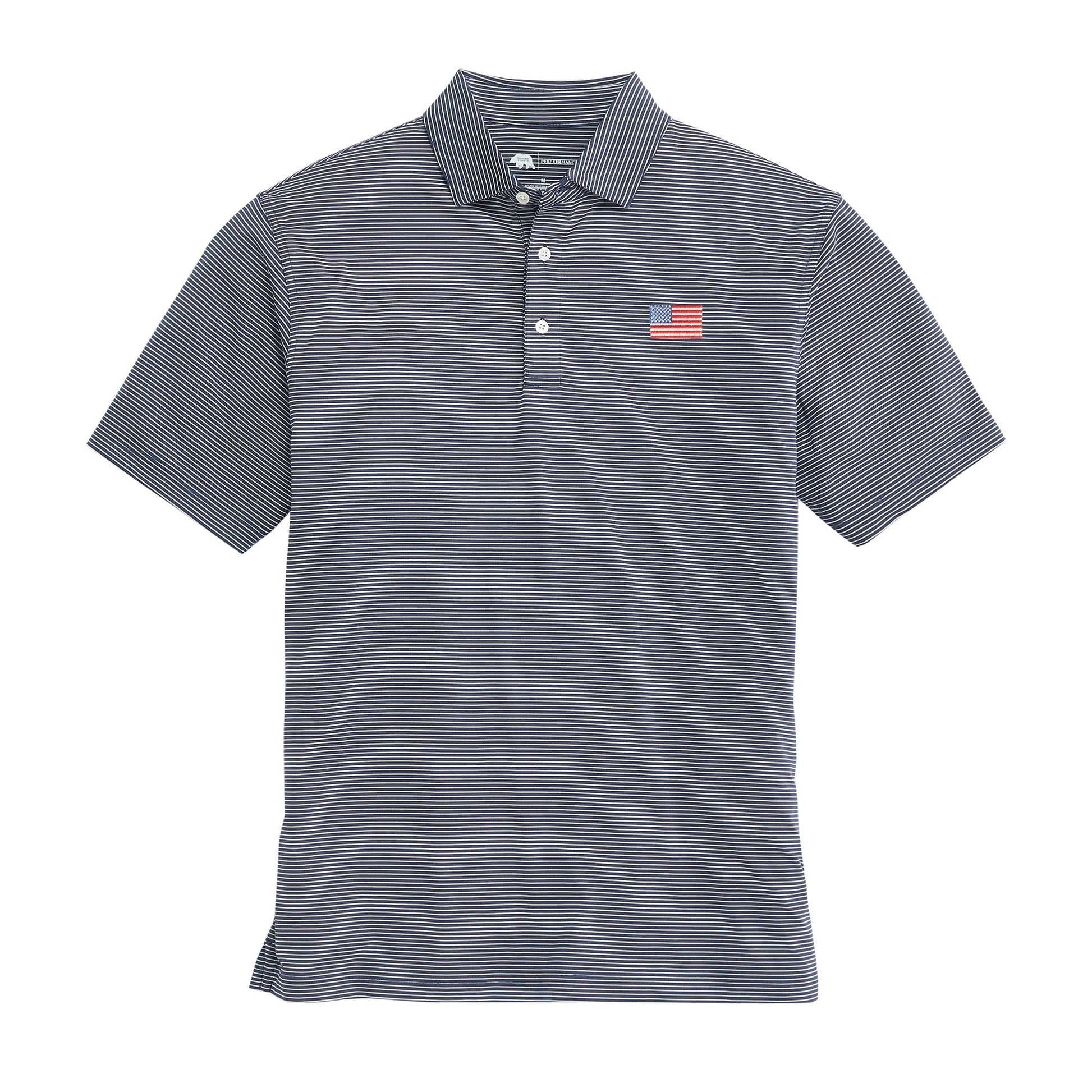 Onward Reserve Classic Flag Birdie Stripe Performance Polo - Dark Denim