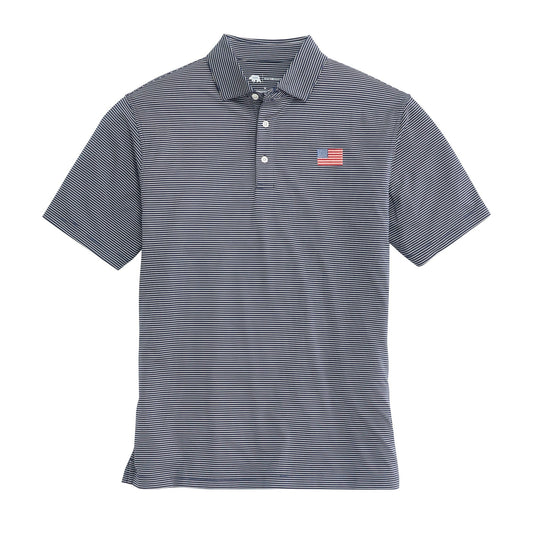 Onward Reserve Classic Flag Birdie Stripe Performance Polo - Dark Denim