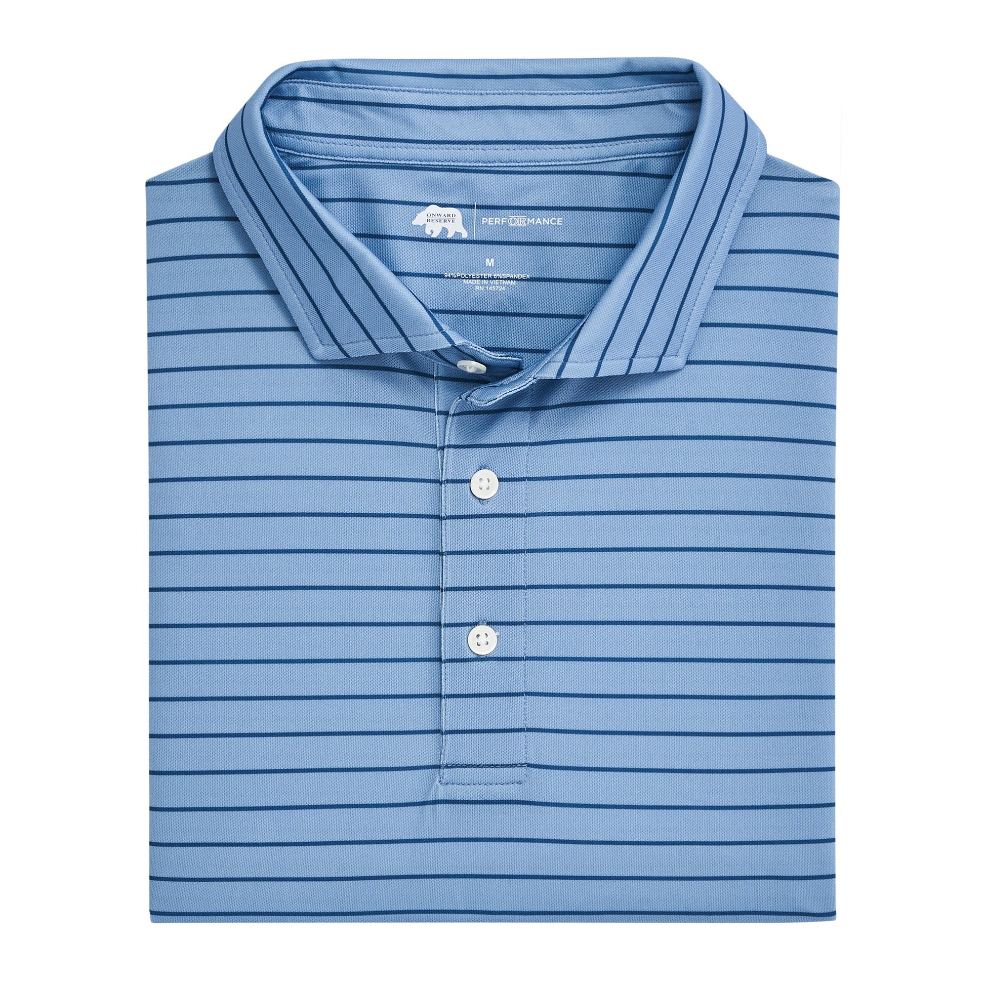 Onward Reserve Tourney Stripe Performance Pique Polo - Endless Sky