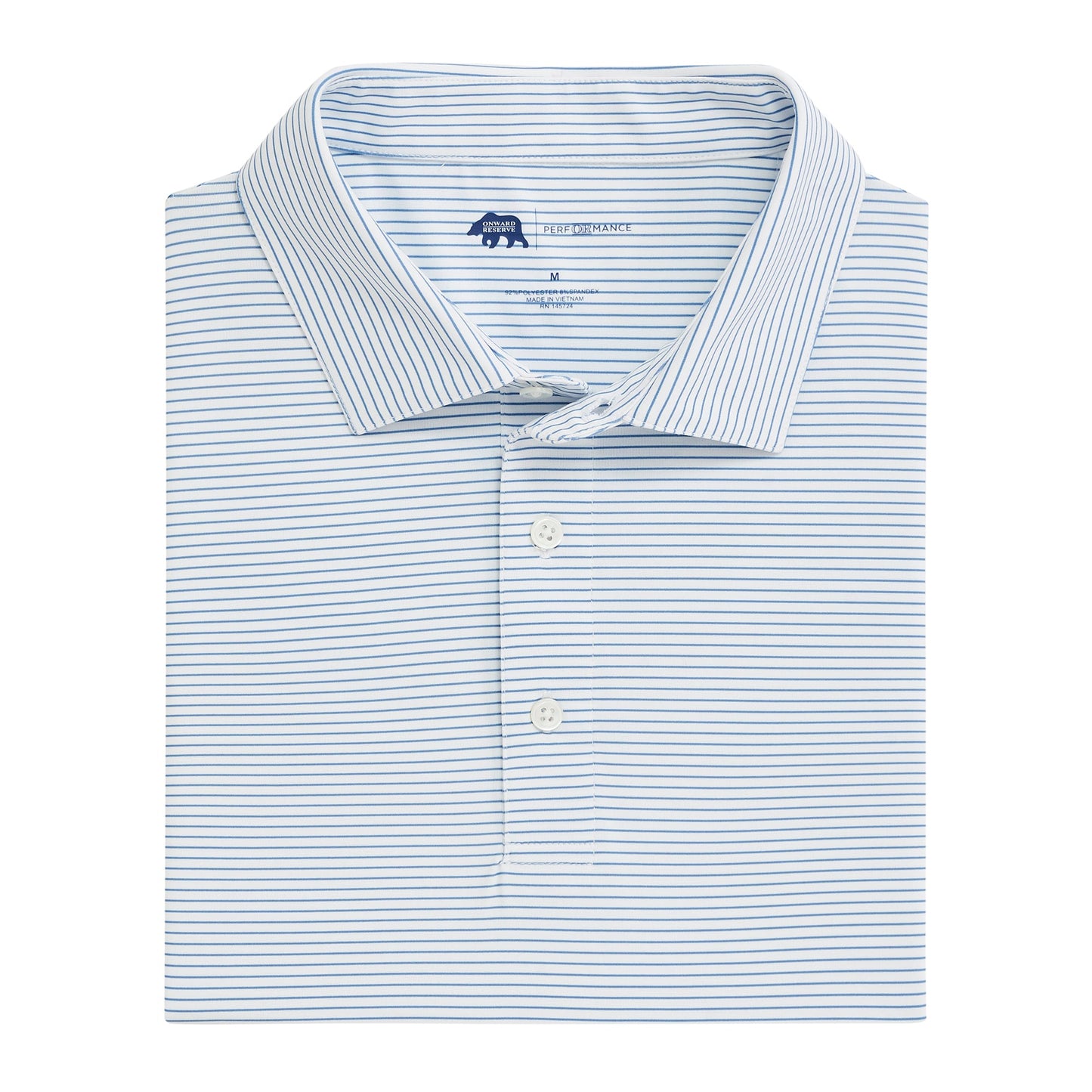 Onward Reserve Birdie Stripe Performance Polo - Lichen Blue