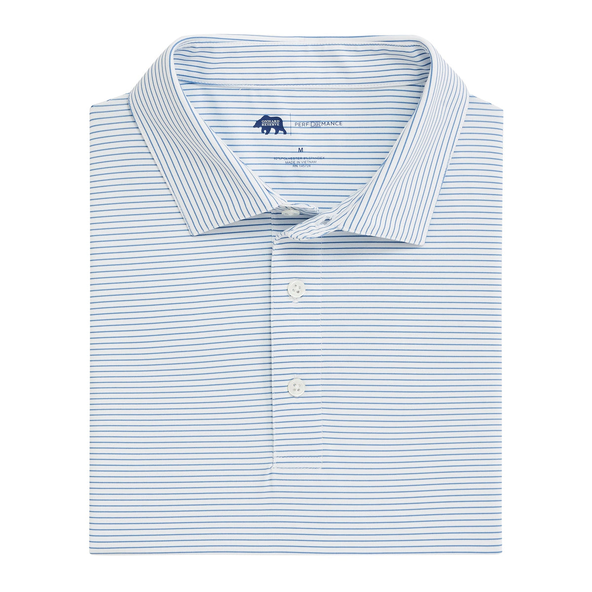 Onward Reserve Birdie Stripe Performance Polo - Lichen Blue