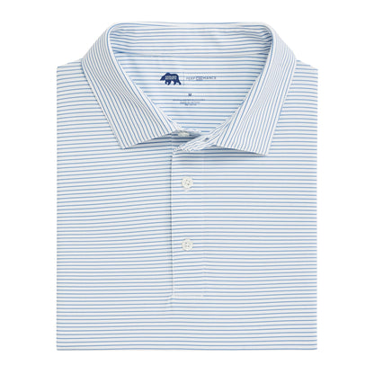 Onward Reserve Birdie Stripe Performance Polo - Lichen Blue