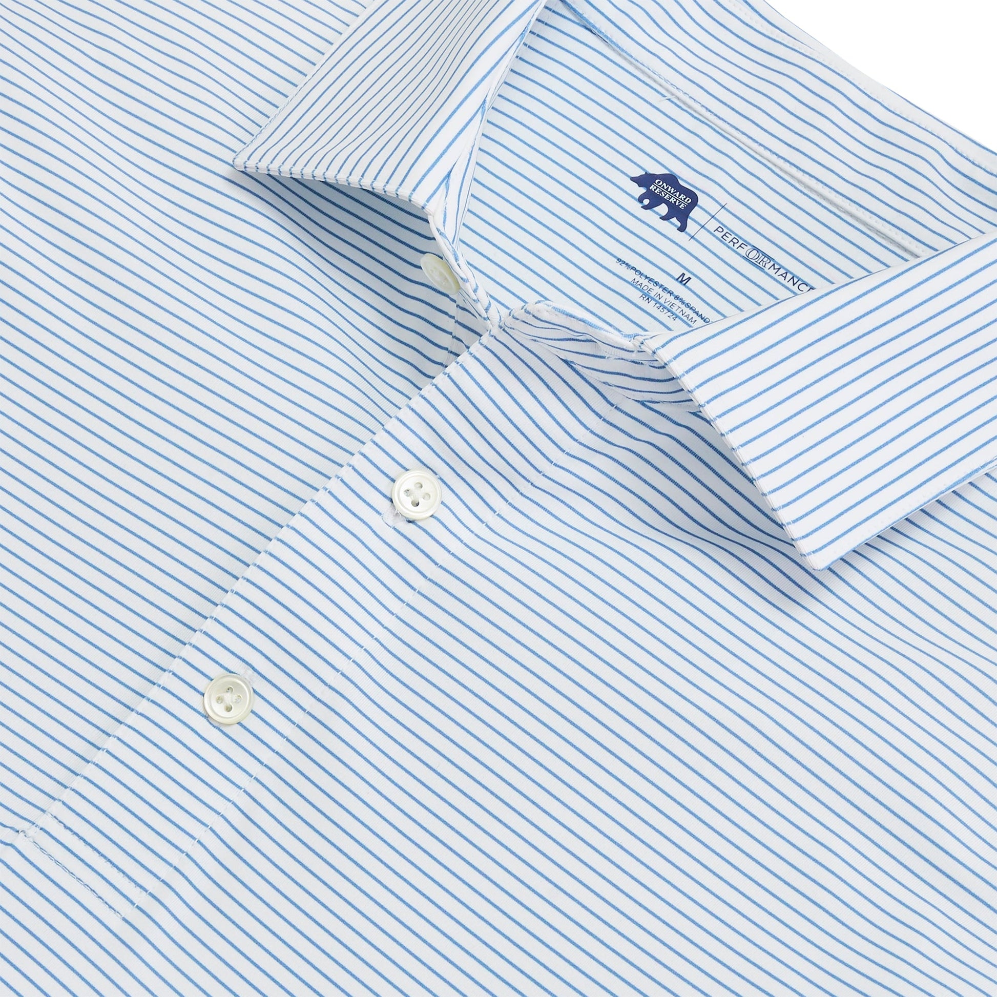 Onward Reserve Birdie Stripe Performance Polo - Lichen Blue