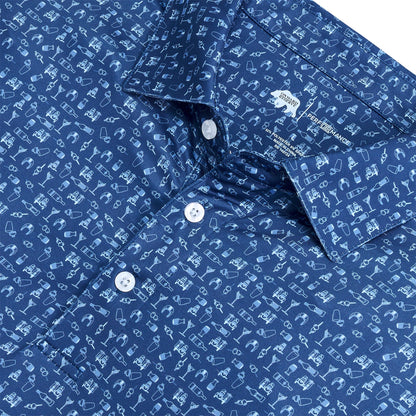 Onward Reserve Sidecar Printed Performance Polo - Blue Horizon