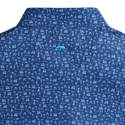 Onward Reserve Sidecar Printed Performance Polo - Blue Horizon
