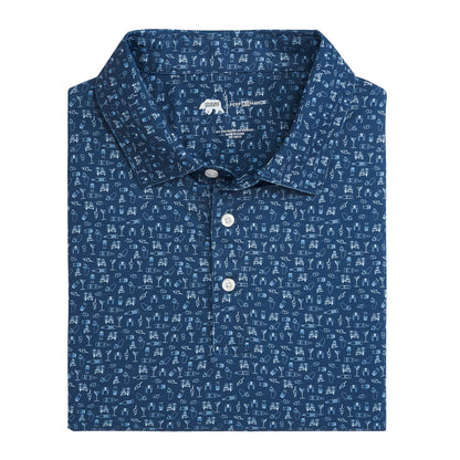 Onward Reserve Sidecar Printed Performance Polo - Blue Horizon