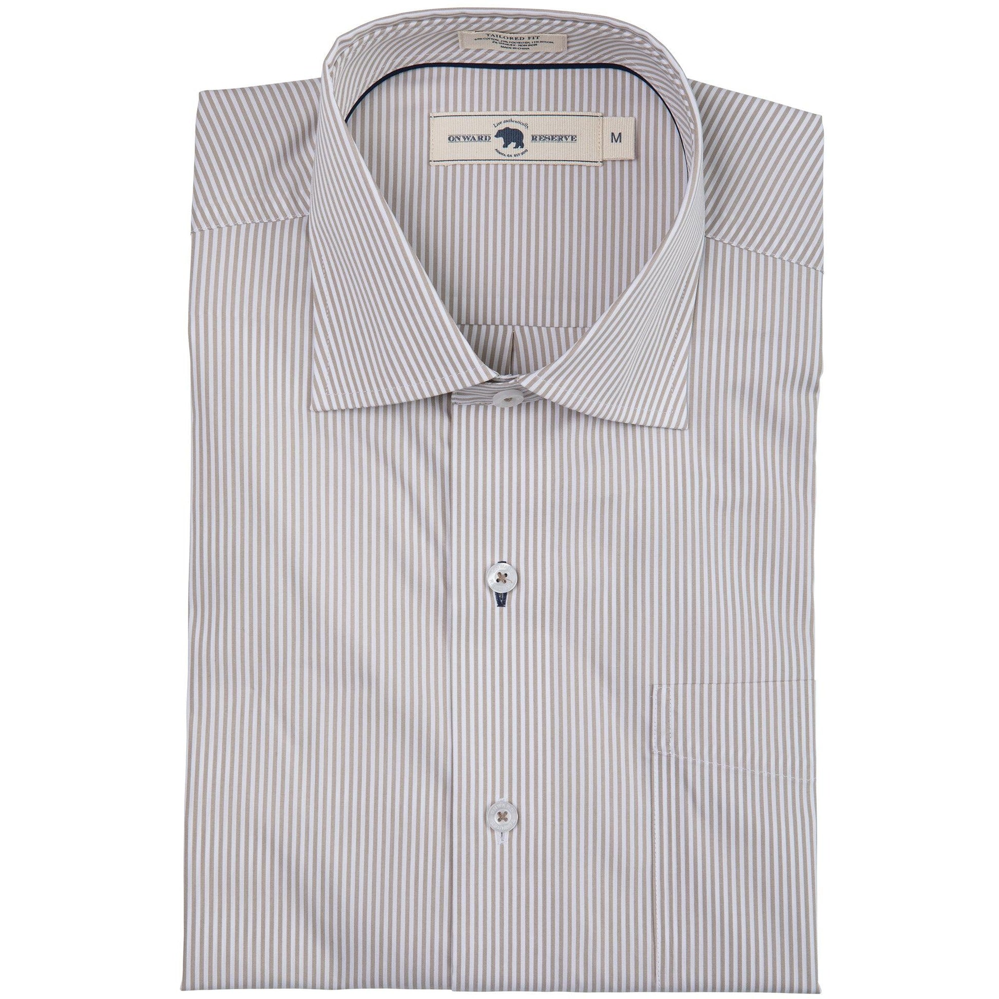 Onward Reserve Dune/White Stripe Tailored Fit Spread Collar Shirt