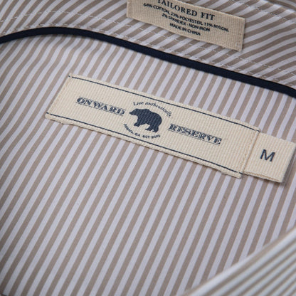 Onward Reserve Dune/White Stripe Tailored Fit Spread Collar Shirt