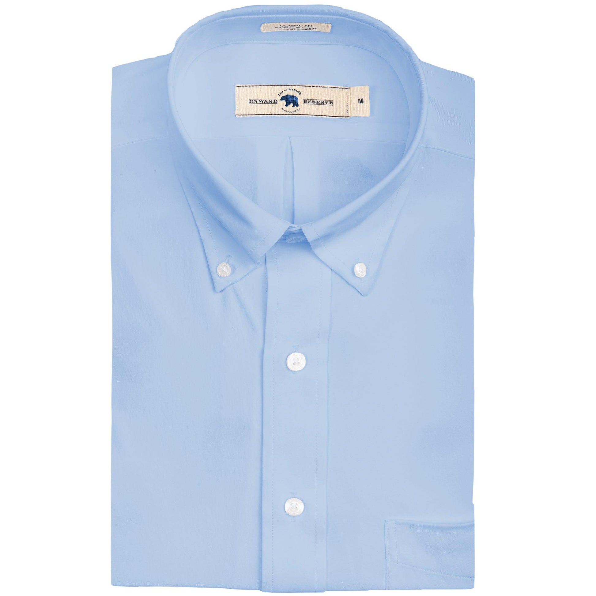 Onward Reserve Solid Classic Fit Quad Button Down - Sky