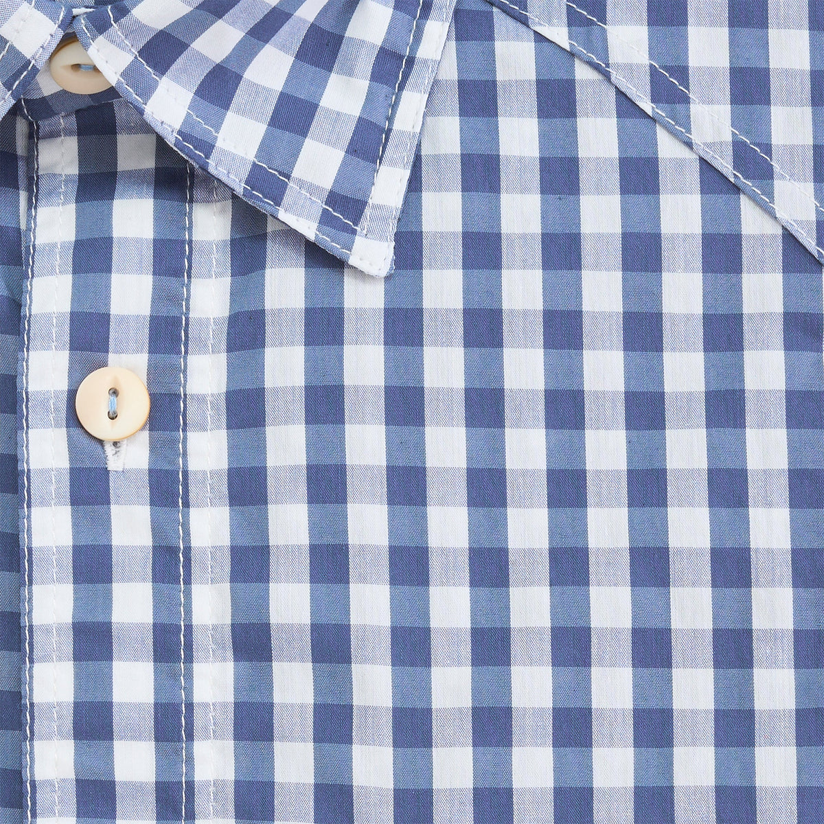 Onward Reserve Blue Indigo Gingham Waterfront Performance Fishing Shirt