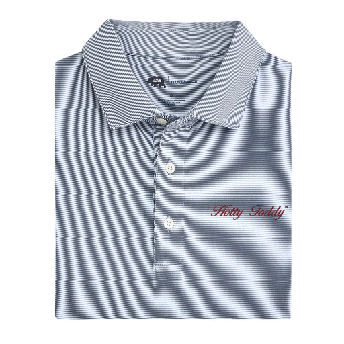 Onward Reserve Ole Miss Hotty Toddy Vintage Script Hairline Stripe Performance Polo