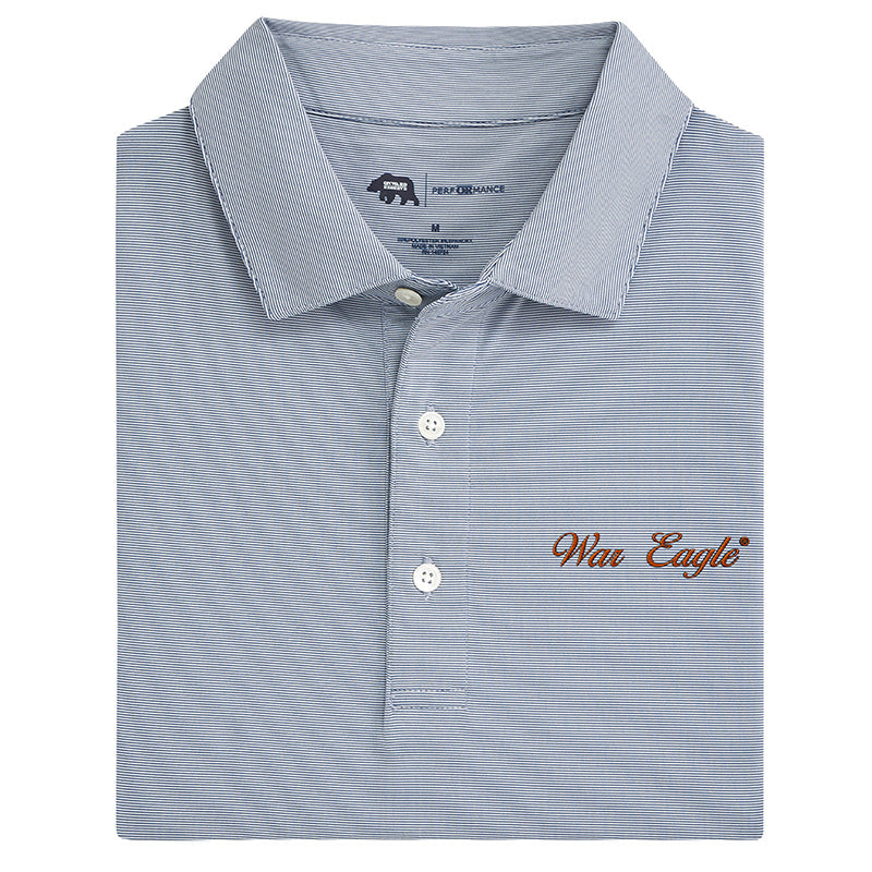 Onward Reserve Auburn War Eagle Vintage Script Hairline Stripe Performance Polo