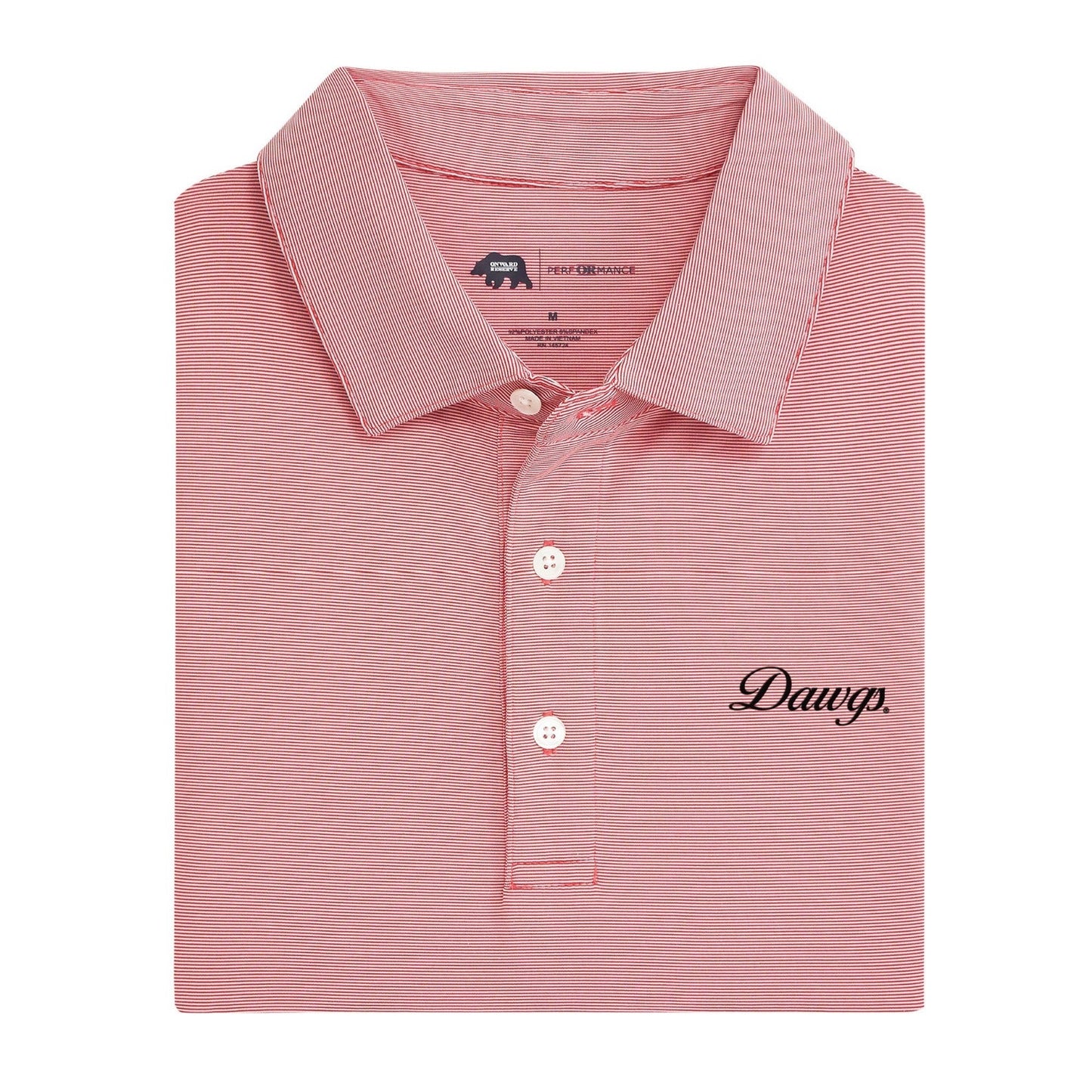 Onward Reserve UGA Dawgs Vintage Script Hairline Stripe Performance Polo