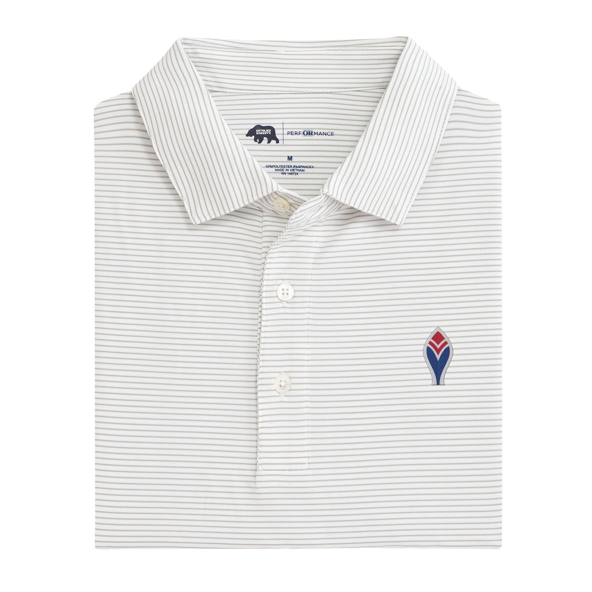 Onward Reserve Braves Cooperstown Feather Birdie Stripe Performance Polo
