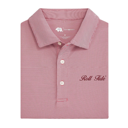 Onward Reserve Alabama Roll Tide Vintage Script Hairline Stripe Performance Polo