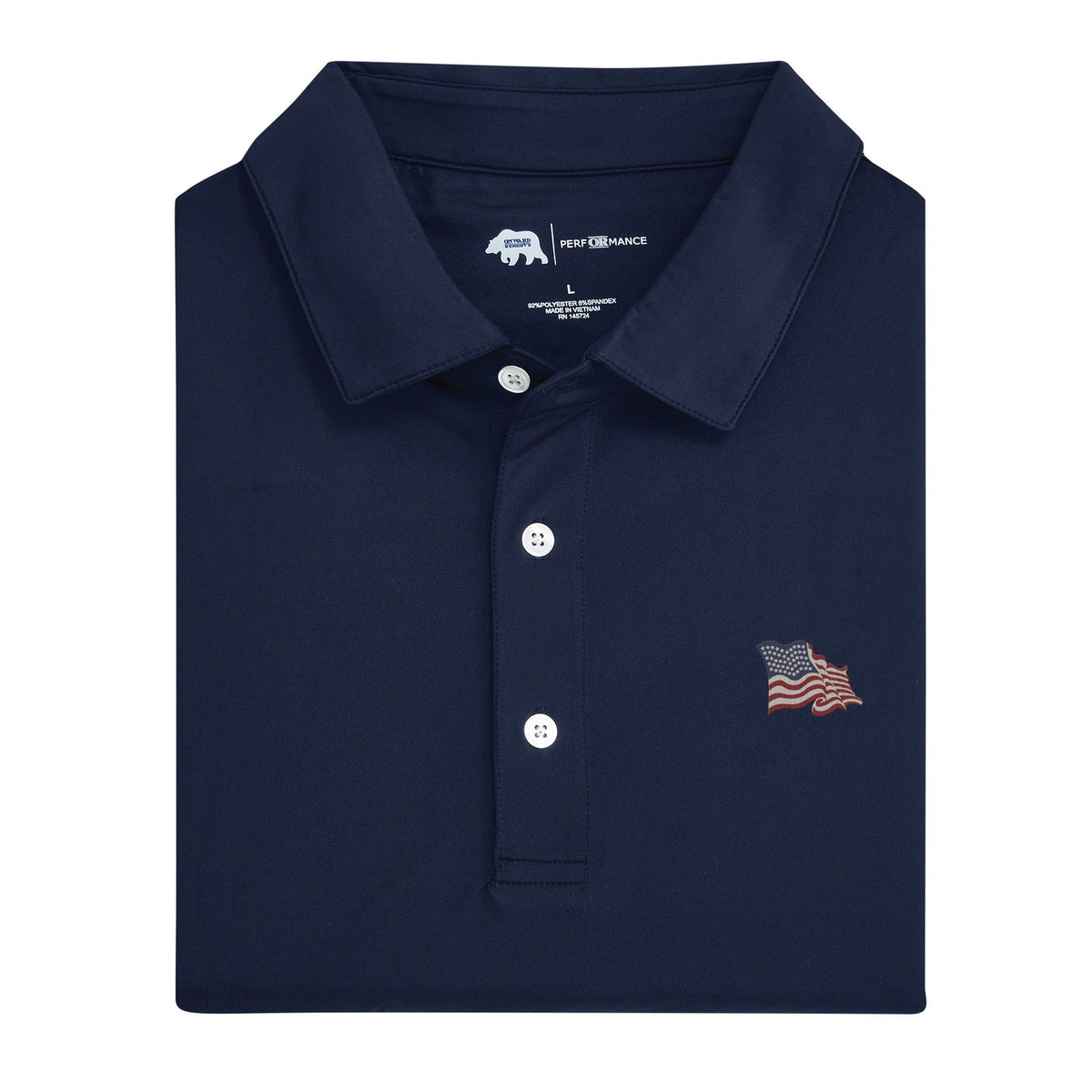 Onward Reserve Vintage Flag Solid Performance Polo - Classic Navy