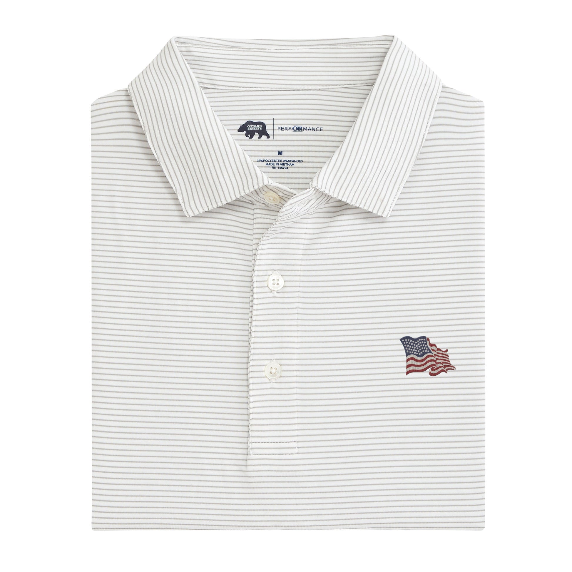 Onward Reserve Vintage Flag Birdie Stripe Performance Polo - Mirage Grey