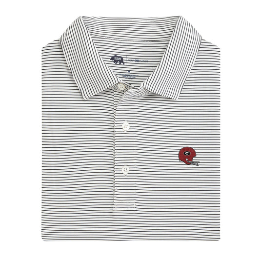 Onward Reserve UGA Vintage Helmet Birdie Stripe Performance Polo - Black
